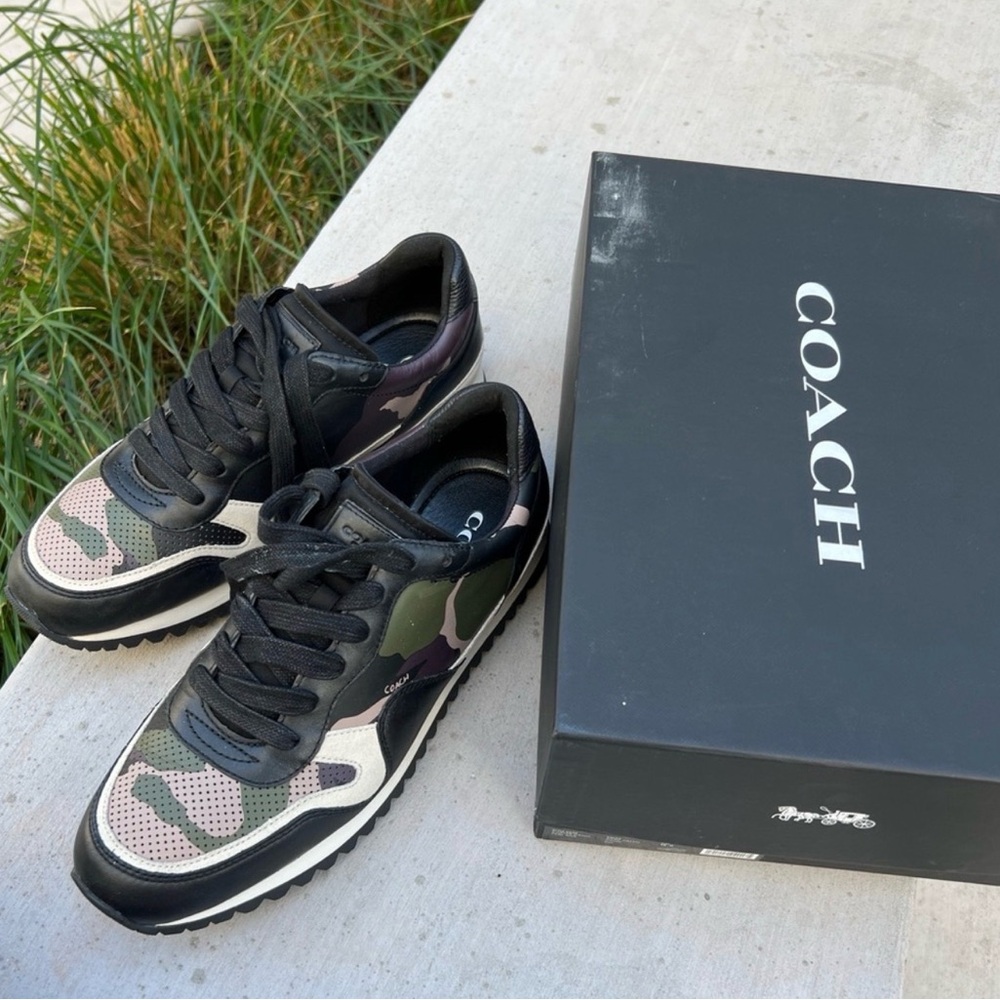 Coach Black and Green Camouflage Sneakers